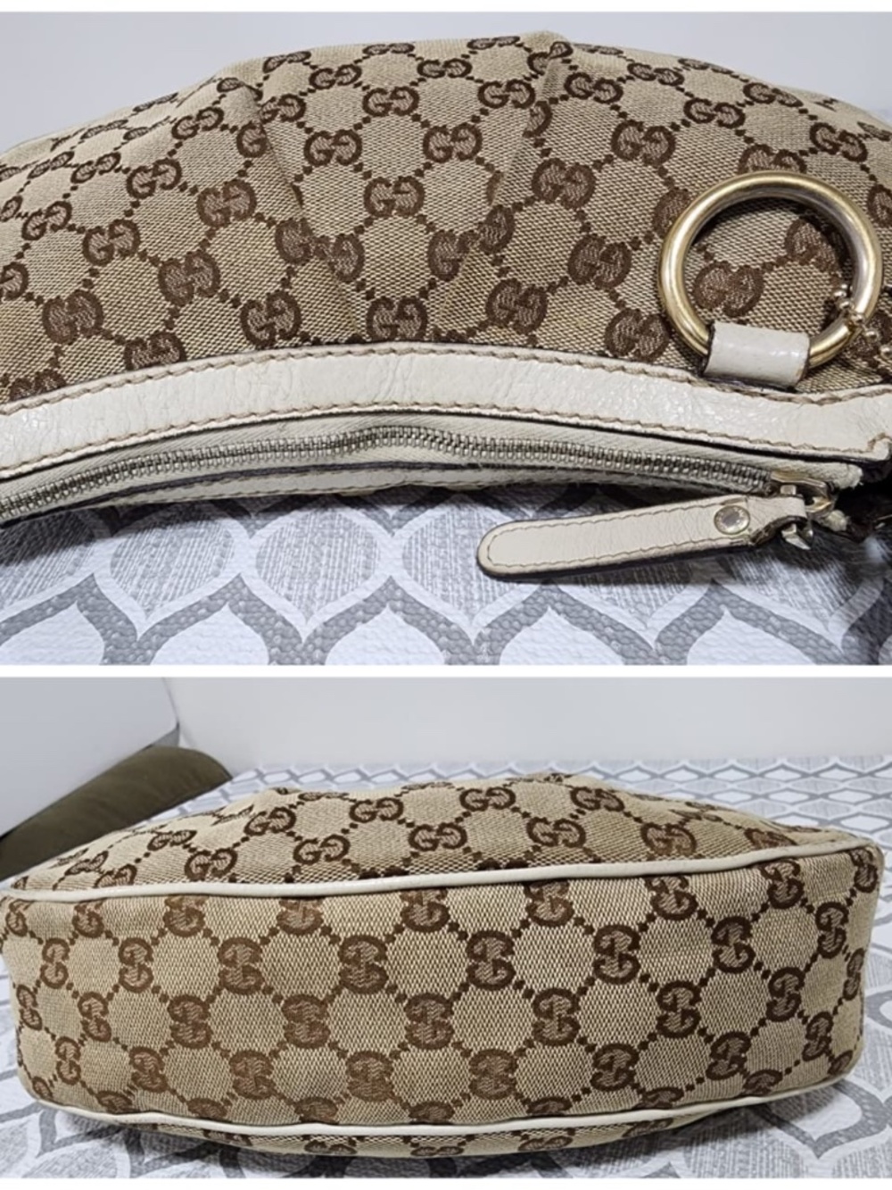 Authentic Gucci Monogram GG Heart Small Shoulder Bag Brown/Beige/Cream - Picture 9 of 13